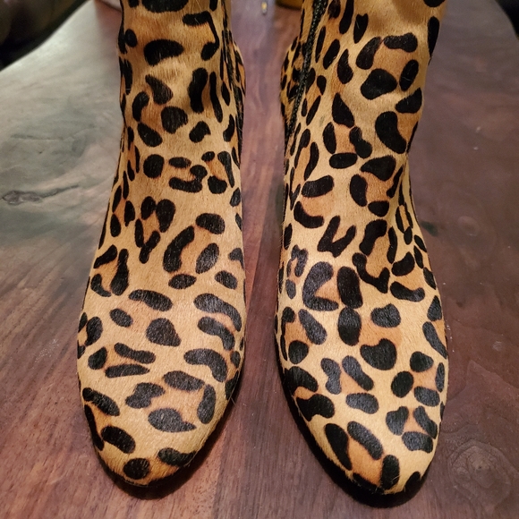 Calf Hair Leopard Print Boots - Picture 3 of 4